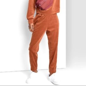 Wild Fable | Rust sweatpants Velour burnt Orange high rise joggers with pockets•